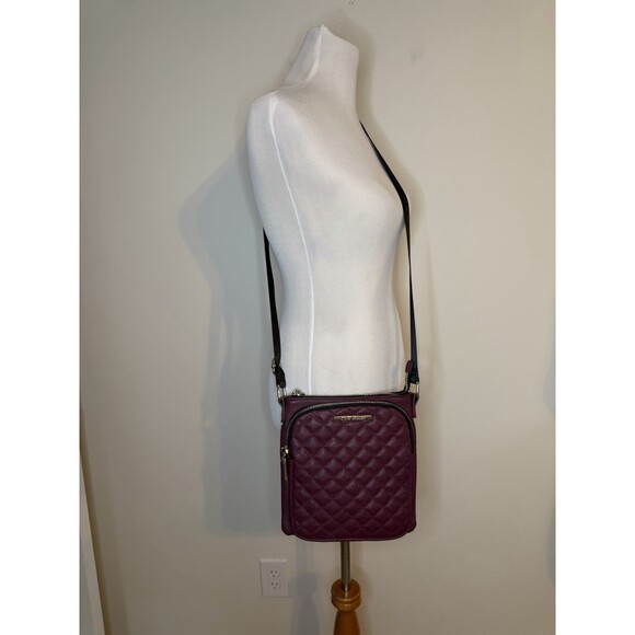 Steve Madden Quilted Faux Leather Crossbody Bag Purple Purse - Picture 2 of 13